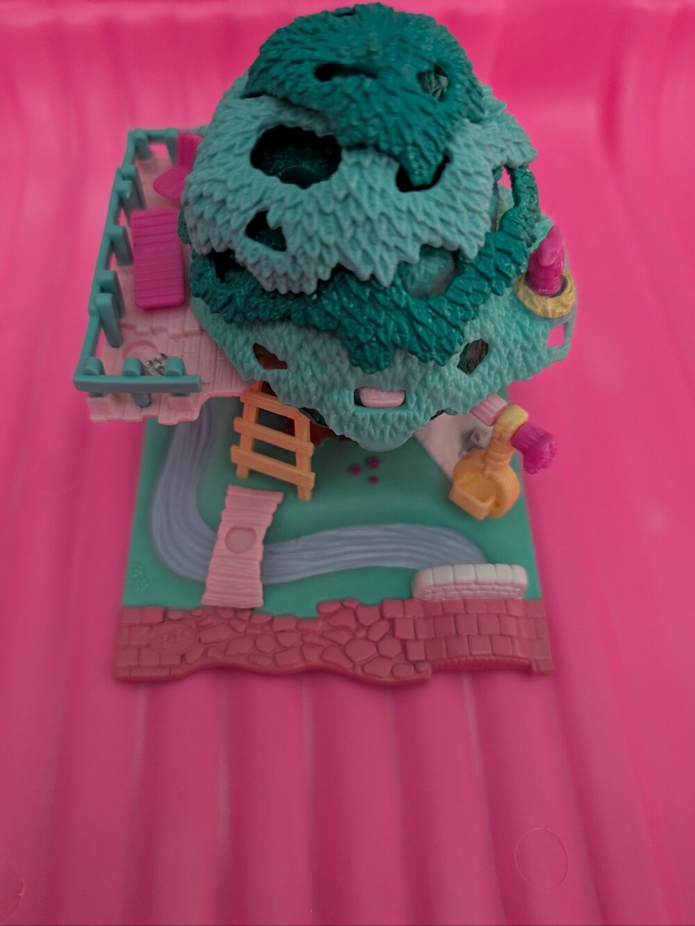 Vintage Polly Pocket Kids Treehouse Playset - Teal Pink Mini Toy